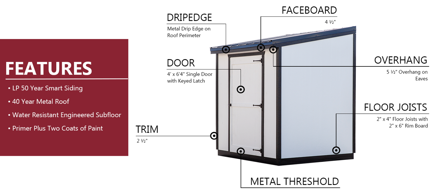 4' x 8' Skillion Roof Storage Shed Kit